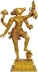 IDOL COLLECTIONS Golden Brass Lord Vishnu In Varaha Avtar Idol l GOD IDOLS