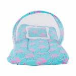 BUMTUM Print Cotton Flamingo Bedding Set With Mosquito Net and Head Pillow Zip Closure