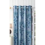 ELEX FAB Marvel Tree Printed 1 Piece Eyelet Polyester Door Curtain - 7ft, Blue -Set of 1