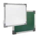 KIVA Non Magnetic One Side White Board & Back Side Green Board Sliver Border 1x1 Feet Whiteboard (White, Green) (30X30CM)