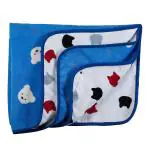 Luvlap Blue White Baby Wrapper Cum Soft Reversible Blanket 80 X 100 cm