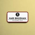 URBANITE CREATION Advocate White & Brown Acrylic Name plate Black 3D Letters|Acrylic Customised/Personalized