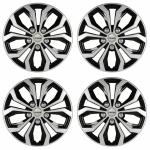 PRIGAN Black Silver Wheel Cover Universal for All 14 Inch Cars (Set of 4 Pcs) (Press Fitting) Model- Vision_ DC_ 14