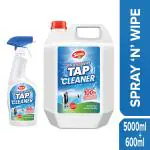 Senu Spray 'N' Wipe Tap Cleaner for Bathroom, Kitchen, Shower, Sink, Faucet and Removes Limescale and Hard Water Spot, Soap Scum, Water Stains, Rust and Oxidation and Scaling, QTY: 5000ML + 600ml