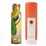 Eb-Everything Beautiful Copper Elegant Peacock Water Bottle Printed Elegant Peacock Design - 1 L
