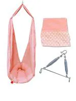 VParents Toddler Baby Swing Cradle with Mosquito Net and Spring (Peach)