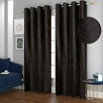Bedrose Long Crush Punch Tree Imported Floral Fabric Curtains, Design- Tree Punching,Color-BLACK (2, 4 x 5 feet - Window)