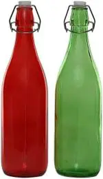 SHG ENTERPRISE Coloured Glass Water Bottles with Swing Top, Airtight for Juice, Drinks, Refrigerator, Serving Storage, Coloured & Transparent Glass Bottle