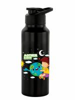 NIRLON Stainless Steel Single Walled Water Bottle 750ml, Water Bottles For Fridge, School,Gym,Home,office,Boys, Girls, Kids, Leak Proof (UV Printed Bottle,Mother Earth, Sipper Cap)