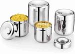 S.R Royal Star Stainless Steel Kitchen Containers Set | Durable & Stackable | Storage Canisters for Tea, Coffee & Sugar | Kitchen Storage Container Set of 3 - Assorted