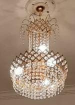 SHRI MAHAL ANTIQUES Round Crystal Big size Jhhomar Incandescent Chandelier for Living Room