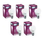Philips Ace Saver 5-Watt B22 Led Bulb | Crystal White Led Bulb | Pack Of 5