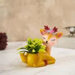 DecorTwist Deer Succulent Planter For Home Garden Office Desktop Plant Container Set (Poly-Resin)