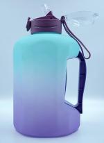 Crevizon 2 Liter Sports Water Bottle Gym Gallon Bottle Unbrecable Plastic With Carry Handel And BPA Free-Green-Purple