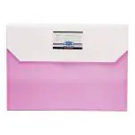 Eslee Transpaent Envelope File | Document Folder | Best for with FC/FS/Foolscap/Legal size | with Back Pocket & Window | Snap Button Closure | Pink - Pack of 5 (ET277FC Pink)