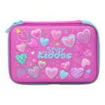 Smily Kiddos Double Comparment Pink Ethylene Vinyl Acetate and PU Zipper Pencil Case