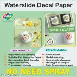 GMP Water Slide Decal Paper Inkjet 05 Sheets A4 Size Premium Transfer Paper Clear Transparent Printable Waterslide Paper