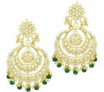 Gyaan Jewels Handmade Gold Plated Chandbali Earring Green (Women and Girls)