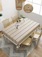 CASA-NEST Rectangular Anti-Slip Zig-Zag Striped Center Table Cover (40x60 inch) 4 Seater Table Cover