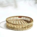 Sirohi Gold, Beige Moonj Wicker and Upcycled Plastic Rope Festive Gift Packing Tray (38 x 38 x 7.6 cm)