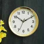 Webelkart Antique Plastic Wall Clock for Home and Office Decor/Office Wall Clocks/Wall Clock for Living Room/Diwali Decorations Items (Noiseless, 8 Inches (Gold)