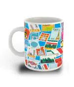 Whats Your Kick Postal Stamp WIth Country Name Design Printed White Ceramic Coffee Mug 325 ML