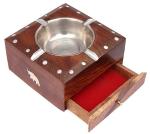SHAHNAWAZ WOODEN HANDICRAFTS, Steel, Rose Wood Ashtray Ashtray