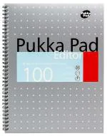 Pukka Pad A4 Size Single Lined Ruled Notebook 100 Pages Silver Metallic Card Cover 80Gsm 4 Hole Punched Metallic Editor Range