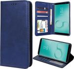 Unistuff Faux Leather Back Case Flip Cover for Samsung Galaxy On8 with ID Card Slot | Foldable Kickstand | 2 Card Slot | 1 Cash Slot - Executive Blue, 61546