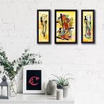 Ecraftindia Abstract Object Matt Texture UV Art Painting (Set Of 3) 60 X 35 cm