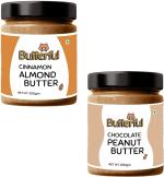 Butterful Cinnamon Almond Butter And Chocolate Peanut Butter 400 g (Pack of 2)
