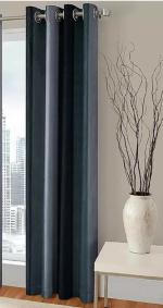 Sehbhagi Black Polyester Striped Blackout Single Door Curtain, 7 Ft (Pack Of 2)