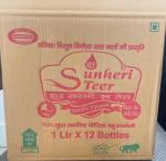 KCF SUNHERITEER Double filtered Mustard oil| Sarso Cooking Oil| Strong Aroma| Sunheri teer mustard oil 1 ltr| 1 box ( pack of 12 pet bottles)