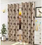 Dc Decastle Premium Tree Printed Polyester Room Darkening 152 cm (5ft) Window Curtain (Brown, Pack of 2)