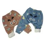 Cuteably Multicolor Baby Pajama Fleeced Liner Back Printed Diaper Pant (Pack Of 2)