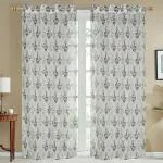 JARS Collections Set of 2 Net Sheer Grey Tissue floral Window Curtains(4x6 ft)