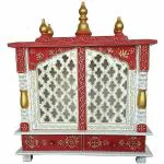 Kamdhenu Art And Craft White, Blu Wood Home Temple - 18 X 9 X 21 Inch
