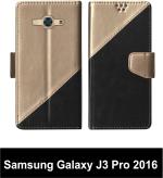 Sbms Samsung Galaxy J3 Pro 2016 Black Artificial Leather Shock Proof Flip Cover