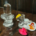 DARIDRA BHANJAN -Crystal Shivling Shiva Lingam with Crystal Nandi, Home Decor, Latest Crystal Shivaling or Shiva Lingam, Crystal Sphatik Shivling with Nandi for Puja, Table-Home Decor, Car Dashboard and Gift (Shivling with Nandi)