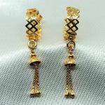 SHEELOVES 22k Gold Plated Stylish Round Drop Earrring / Dali / Sui Dhaga Brass Hoop Earring | Pack of 1