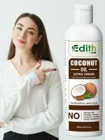 Edith Naturals Coconut oil is a natural way to help your hair grow longer, thicker, and faster Hair Oil (200 ml)