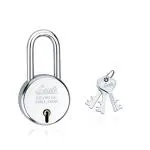 Link 50mm New Round Long Shackle Lock| 50000 Key Combinations| Steel Body| Brass Liver | 2 yrs warranty