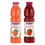 Manama Strawberry Crush and Orange Crush | 750ML Each | Topping for Cakes, Pies and Shakes | Pack of 2