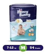 Honey Bunny Medium (M) Size - 54 diapers| Pack of 1 | (7-12 kgs) with Wetness Indicator, Silky Soft - Bubble sheet| (7-12 kgs) with Wetness Indicator, Silky Soft - Bubble sheet