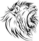 Lanstick Vinyl Black Angry Lion Roaring Image Self Adhesive Wall Sticker 24 inch