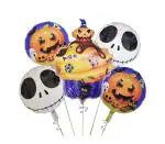 Jagmag Multicolor Spooky Halloween Balloons Decorations, Pumpkin Cupcake Foil Balloon Set For Halloween, Ghost Skeleton Balloon, Pumpkin Halloween Balloon, Happy Halloween Foil Balloons (Set Of 5)