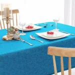 CASA-NEST Washable Jute Table 2-4 Seater Cover Pack of 1 Heat Resistant Table Cover for Kitchen Table/Dining Table Wedding Party, 36 x 54 Inches (Firozi) 2 JUTE001
