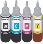ANG Refill Ink for Use in Canon Pixma E500 All-in-One Printer Ink Cyan, Magenta, Yellow & Black - 100 ML Each Bottle Multi Color Ink Cartridge