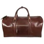 Sassora Genuine Leather Brown Large Duffle Bag- with Adjustable Detachable Strap Without Wheels
