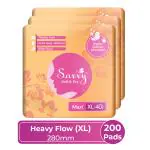 Savvy Maxi Extra Large (280mm) Sanitary Pads | Heavy Flow | Soft Dry Feel | Advanced Leaklock Protection | Wider Wings | Super Absorption - Pack of 3 (120 Pads)